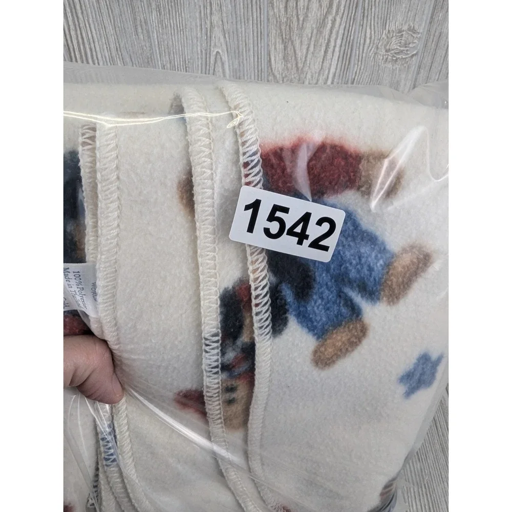 Welcome World BJT Blue Jean Teddy Bear‎ Fleece Baby Blanket Hearts Stars 32 x 42